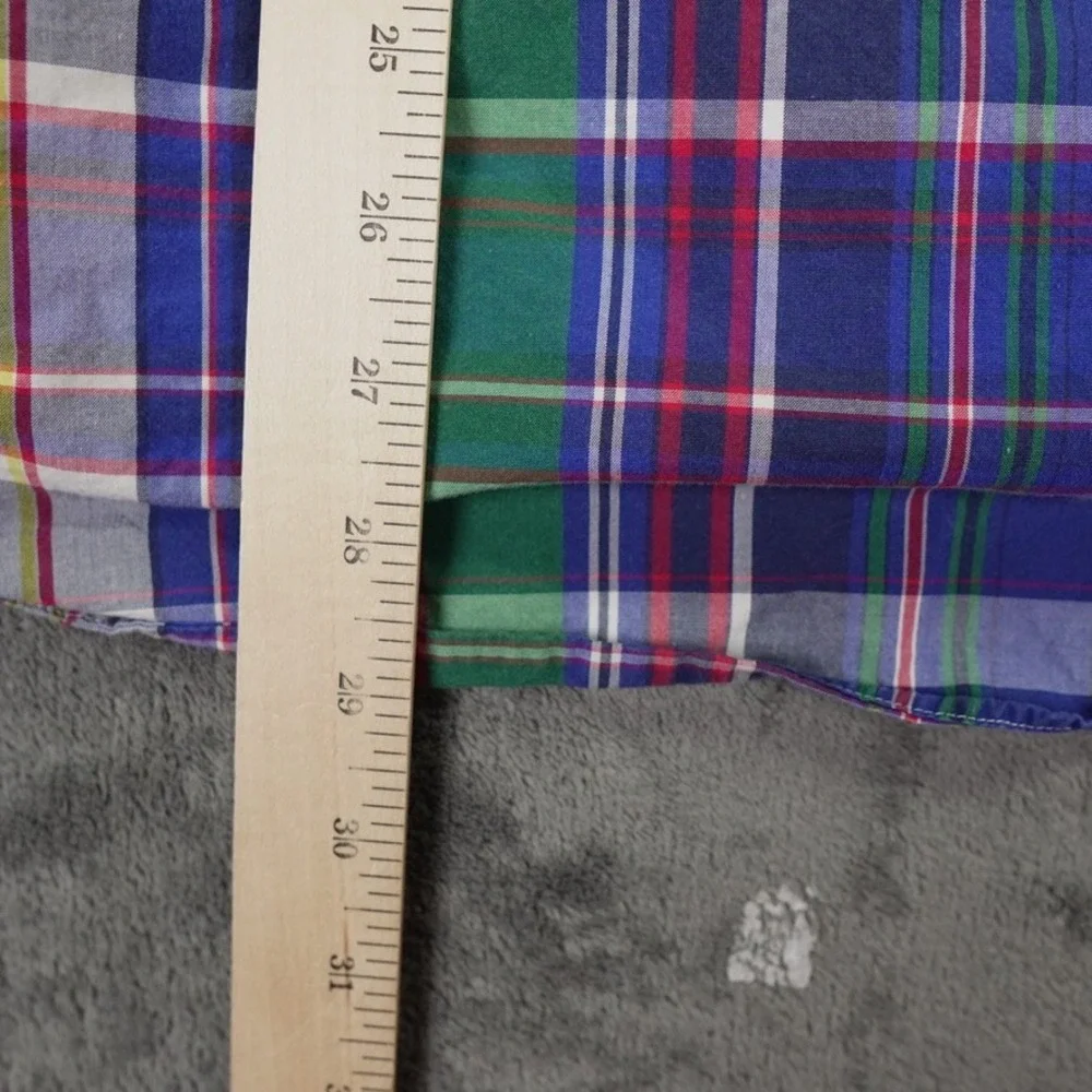 Ralph Lauren Plaid Button Down Shirt Mens XL Blue‎ Custom Fit Preppy Red Pony